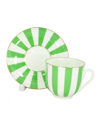 LOMONOSOV IMPERIAL BONE CHINA PORCELAIN ESPRESSO CUP YES AND NO GREEN 180 ml 6.1 fl.oz
