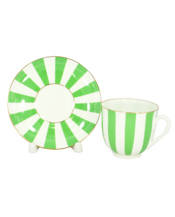 LOMONOSOV IMPERIAL BONE CHINA PORCELAIN ESPRESSO CUP YES AND NO GREEN 180 ml 6.1 fl.oz
