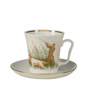 LOMONOSOV IMPERIAL PORCELAIN COFFEE LATTE HOT CHOCOLATE MUG DUCK HUNTING 360 ml/12.2 fl.oz