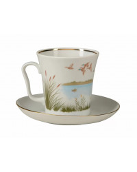 LOMONOSOV IMPERIAL PORCELAIN COFFEE LATTE HOT CHOCOLATE MUG DUCK HUNTING 360 ml/12.2 fl.oz
