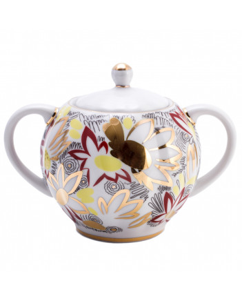 LOMONOSOV IMPERIAL PORCELAIN SUGAR BOWL TULIP GOLDEN DAISY 450 ML 15 oz