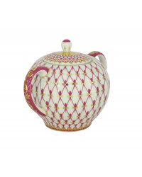 LOMONOSOV IMPERIAL PORCELAIN SUGAR BOWL TULIP RED NET 15 OZ/450 ML