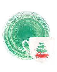 LOMONOSOV IMPERIAL BONE CHINA PORCELAIN ESPRESSO CUP FUR TREE AND CAR 180 ml 6.1 fl.oz