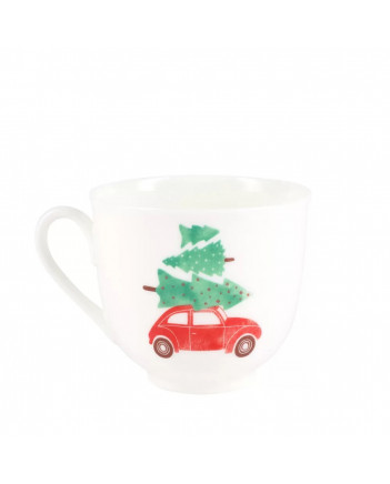 LOMONOSOV IMPERIAL BONE CHINA PORCELAIN ESPRESSO CUP FUR TREE AND CAR 180 ml 6.1 fl.oz