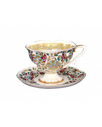 LOMONOSOV IMPERIAL BONE CHINA PORCELAIN TEA CUP NATASHA PINK FLOWERS 220 ml/7.4 fl.oz