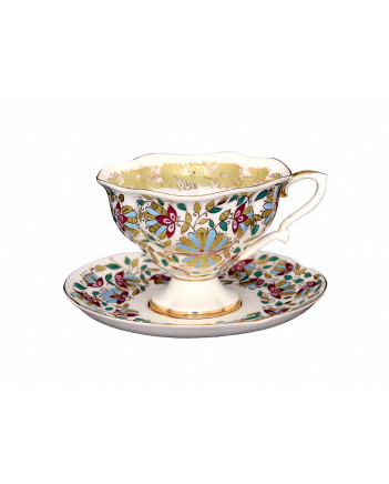 LOMONOSOV IMPERIAL BONE CHINA PORCELAIN TEA CUP NATASHA PINK FLOWERS 220 ml/7.4 fl.oz