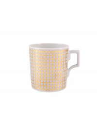 LOMONOSOV IMPERIAL PORCELAIN TEACUP AND SAUCER WONDERLAND RHOMBUS GOLD 220 ML 7.4 OZ