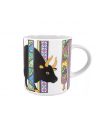 LOMONOSOV IMPERIAL PORCELAIN COFFEE LATTE HOT CHOCOLATE MUG BLACK OX BULL 370 Ml 12.5 Oz