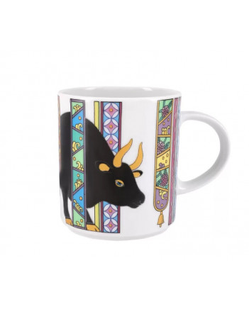 LOMONOSOV IMPERIAL PORCELAIN COFFEE LATTE HOT CHOCOLATE MUG BLACK OX BULL 370 Ml 12.5 Oz