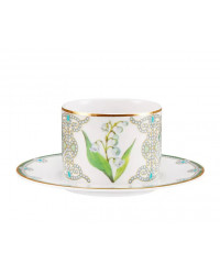LOMONOSOV IMPERIAL PORCELAIN TEACUP AND SAUCER SOLO MAY LILY 300 ml/10.1 fl.oz