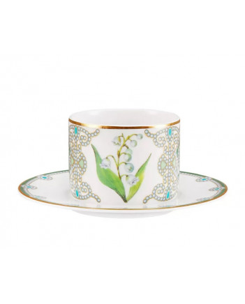 LOMONOSOV IMPERIAL PORCELAIN TEACUP AND SAUCER SOLO MAY LILY 300 ml/10.1 fl.oz