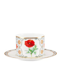 LOMONOSOV IMPERIAL PORCELAIN TEACUP AND SAUCER SOLO RED POPPY 300 ml/10.1 fl.oz