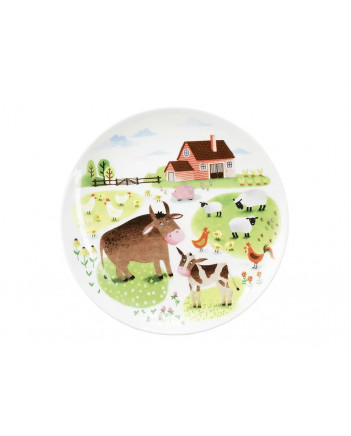 LOMONOSOV IMPERIAL PORCELAIN BABY SET 3PC: CUP, PLATE AND BOWL ON THE FARM