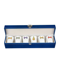 LOMONOSOV IMPERIAL PORCELAIN VODKA SHOT SET IN GIFT BOX BOW TIE
