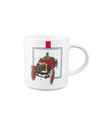 LOMONOSOV IMPERIAL PORCELAIN COFFEE LATTE HOT CHOCOLATE MUG RETRO CARS RED 370 Ml 12.5 Oz