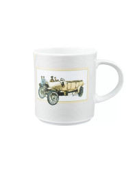 LOMONOSOV IMPERIAL PORCELAIN COFFEE LATTE HOT CHOCOLATE MUG RETRO CARS YELLOW 370 Ml 12.5 Oz