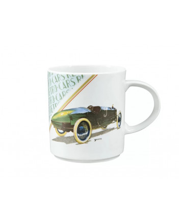 LOMONOSOV IMPERIAL PORCELAIN COFFEE LATTE HOT CHOCOLATE MUG RETRO CARS GREEN 370 Ml 12.5 Oz