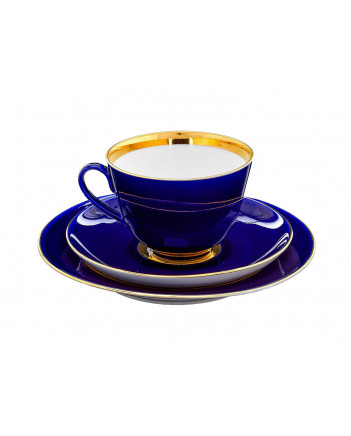 LOMONOSOV IMPERIAL PORCELAIN TEACUP TRIO SPRING NIGHT 