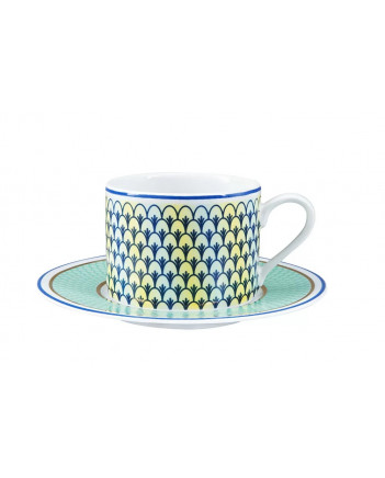 LOMONOSOV IMPERIAL PORCELAIN TEACUP AND SAUCER SOLO AZZURRO 300 ml/10.1 fl.oz