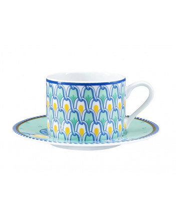 LOMONOSOV IMPERIAL PORCELAIN TEACUP AND SAUCER SOLO ROSSO 300 ml/10.1 fl.oz