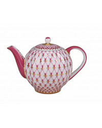  LOMONOSOV IMPERIAL PORCELAIN TEAPOT TULIP RED NET TWO 3 CUPS 600 ML 20 oz