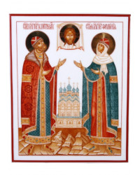 LOMONOSOV IMPERIAL PORCELAIN FLAT ICON PETR AND FEVRONIA