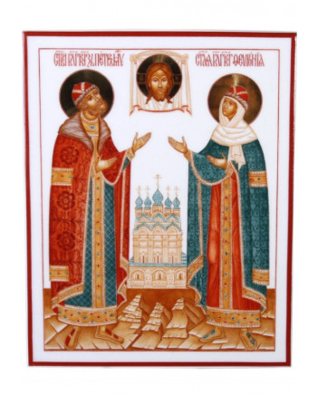 LOMONOSOV IMPERIAL PORCELAIN FLAT ICON PETR AND FEVRONIA