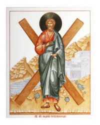 LOMONOSOV IMPERIAL PORCELAIN FLAT ICON SAINT ANDREW THE APOSTLE