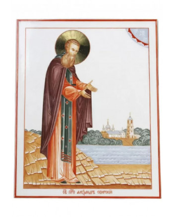 LOMONOSOV IMPERIAL PORCELAIN FLAT ICON SAINT ALEXANDER OF SVIR