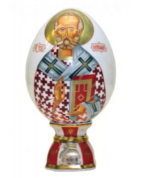 LOMONOSOV IMPERIAL PORCELAIN ICON EASTER EGG SAINT NICHOLAS
