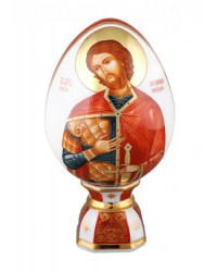 LOMONOSOV IMPERIAL PORCELAIN ICON EASTER EGG SAINT ALEXANDER OF NEVA NEVSKIY