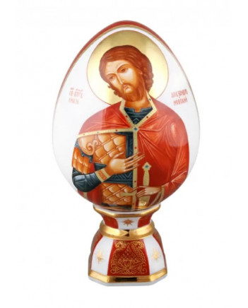 LOMONOSOV IMPERIAL PORCELAIN ICON EASTER EGG SAINT ALEXANDER OF NEVA NEVSKIY