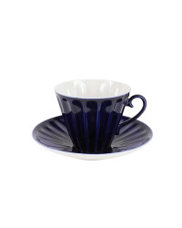 LOMONOSOV IMPERIAL PORCELAIN TEACUP AND SAUCER AURORA NIGHT 235 ML/8 OZ