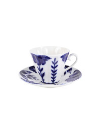 LOMONOSOV IMPERIAL PORCELAIN TEACUP AND SAUCER AURORA FLEUR 235 ML/8 OZ