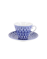 LOMONOSOV IMPERIAL PORCELAIN TEACUP AND SAUCER AURORA OPENWORK 235 ML/8 OZ