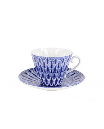 LOMONOSOV IMPERIAL PORCELAIN TEACUP AND SAUCER AURORA OPENWORK 235 ML/8 OZ