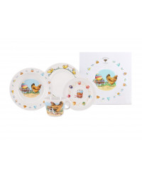 LOMONOSOV IMPERIAL PORCELAIN BABY SET 4PC: CUP, SAUCER, PLATE AND BOWL EASTER