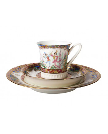 LOMONOSOV IMPERIAL BONE CHINA PORCELAIN ESPRESSO CUP, SAUCER AND PLATE RUSSIAN BALLET 70 ml 2.4 fl.oz