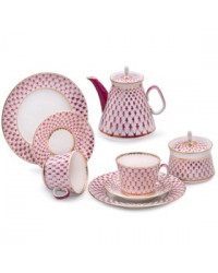 LOMONOSOV IMPERIAL PORCELAIN TEA SET SERVICE YOUЕР RED NET 20 items