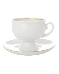 LOMONOSOV IMPERIAL PORCELAIN TEACUP AND SAUCER GOLDEN EDGE 255 ML/8.6 OZ