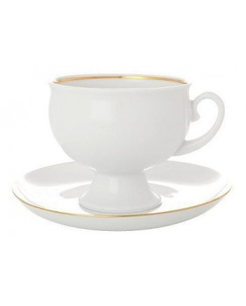 LOMONOSOV IMPERIAL PORCELAIN TEACUP AND SAUCER GOLDEN EDGE 255 ML/8.6 OZ