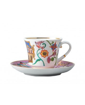 LOMONOSOV IMPERIAL PORCELAIN TEACUP AND SAUCER BANQUET WONDER CITY FAIR  220 ml 7.4 oz
