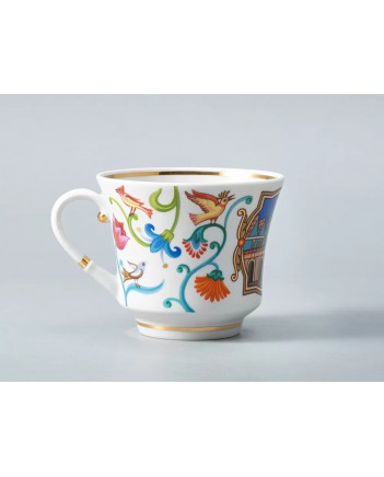LOMONOSOV IMPERIAL PORCELAIN TEACUP AND SAUCER BANQUET WONDER CITY FAIR  220 ml 7.4 oz