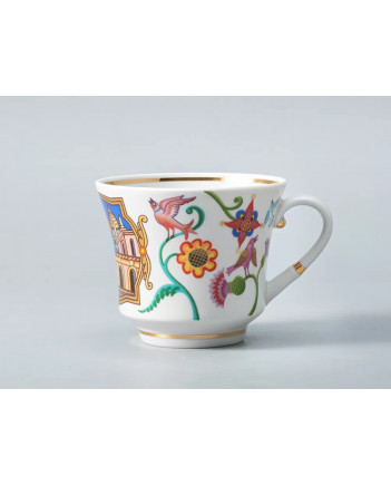 LOMONOSOV IMPERIAL PORCELAIN TEACUP AND SAUCER BANQUET WONDER CITY FAIR  220 ml 7.4 oz