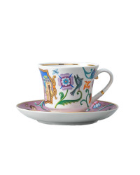 LOMONOSOV IMPERIAL PORCELAIN TEACUP AND SAUCER BANQUET WONDER CITY SWEETS & BAGELS 220 ml 7.4 oz