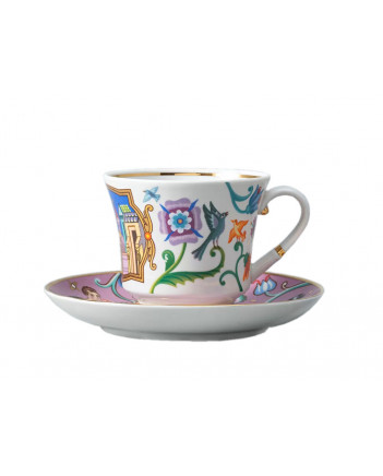 LOMONOSOV IMPERIAL PORCELAIN TEACUP AND SAUCER BANQUET WONDER CITY SWEETS & BAGELS 220 ml 7.4 oz