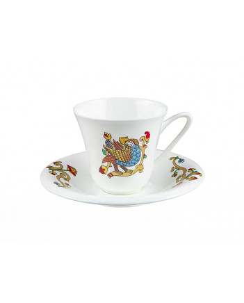 LOMONOSOV IMPERIAL BONE CHINA PORCELAIN ESPRESSO CUP FAIRYTALES SIRIN BIRD 200 ml/6.8 fl.oz