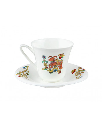 LOMONOSOV IMPERIAL BONE CHINA PORCELAIN ESPRESSO CUP FAIRYTALES SIRIN BIRD 200 ml/6.8 fl.oz