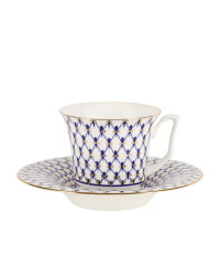 LOMONOSOV IMPERIAL BONE CHINA PORCELAIN TEA CUP YULIA COBALT NET 210 ml 7.1 fl.oz