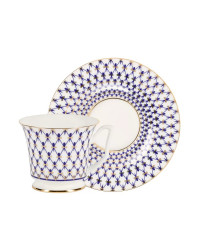 LOMONOSOV IMPERIAL BONE CHINA PORCELAIN TEA CUP YULIA COBALT NET 210 ml 7.1 fl.oz